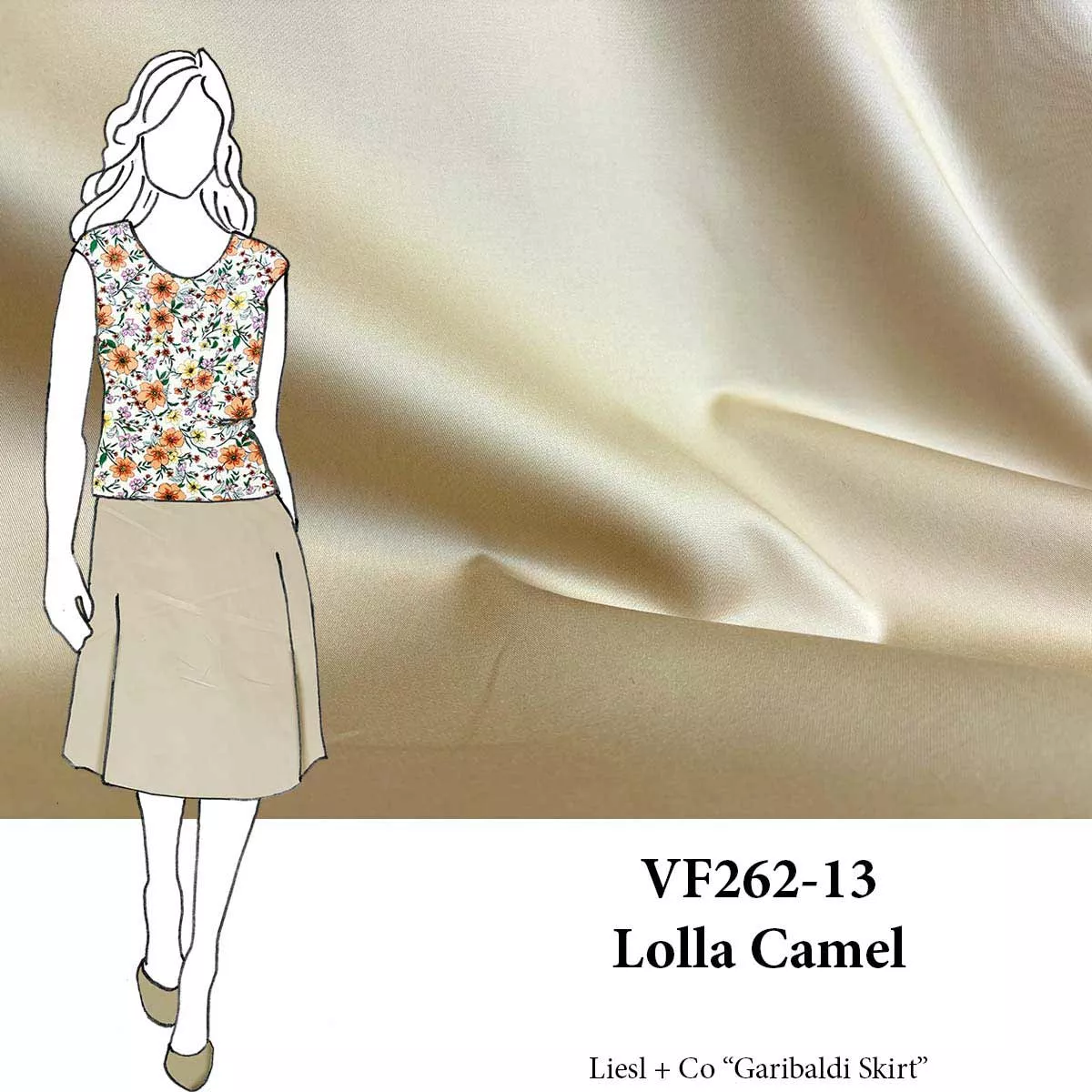 VF262-13 Lolla Camel - Beige Cotton Sateen Fabric