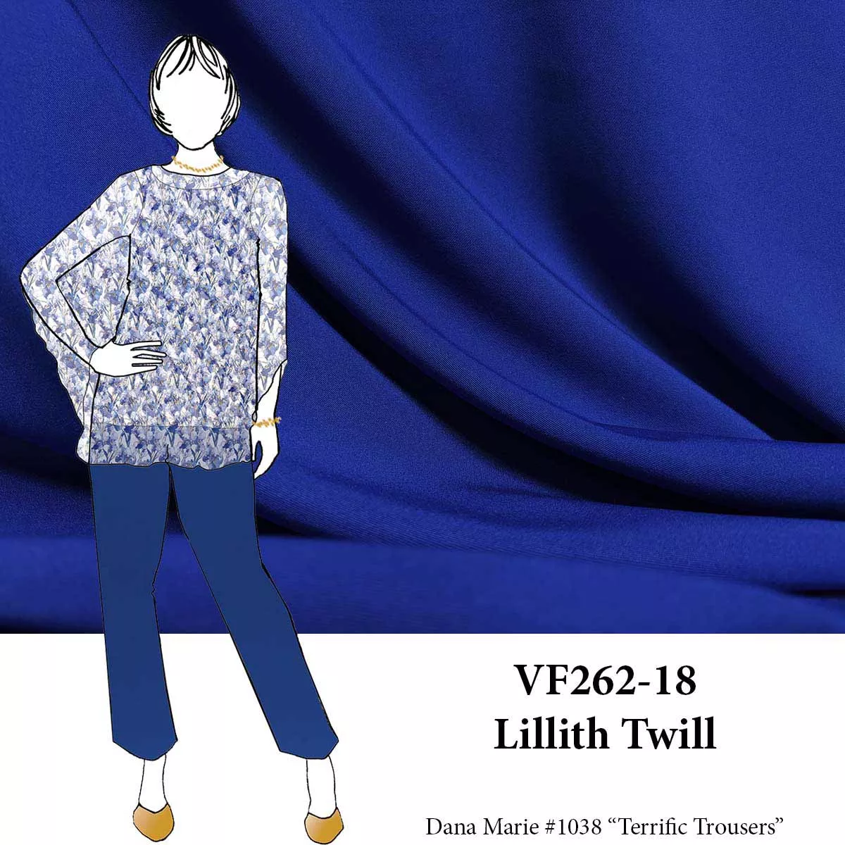 VF262-18 Lillith Twill - Royal Blue Stretch Twill Fabric
