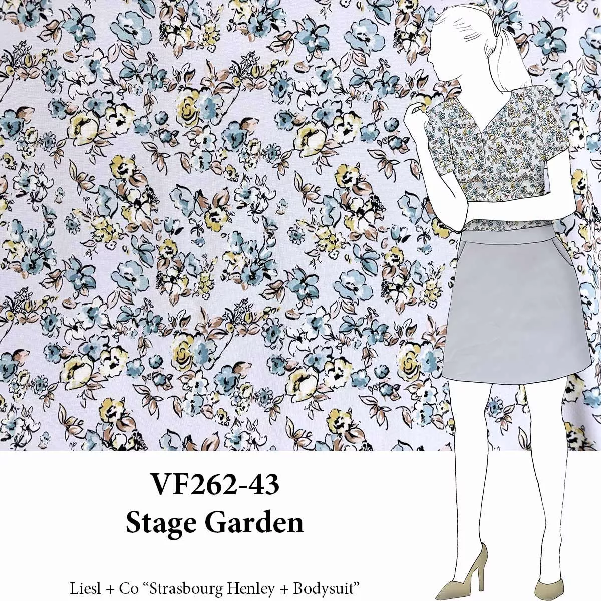 VF262-43 Stage Garden - Floral on Pale Lilac Brushed ITY Fabric