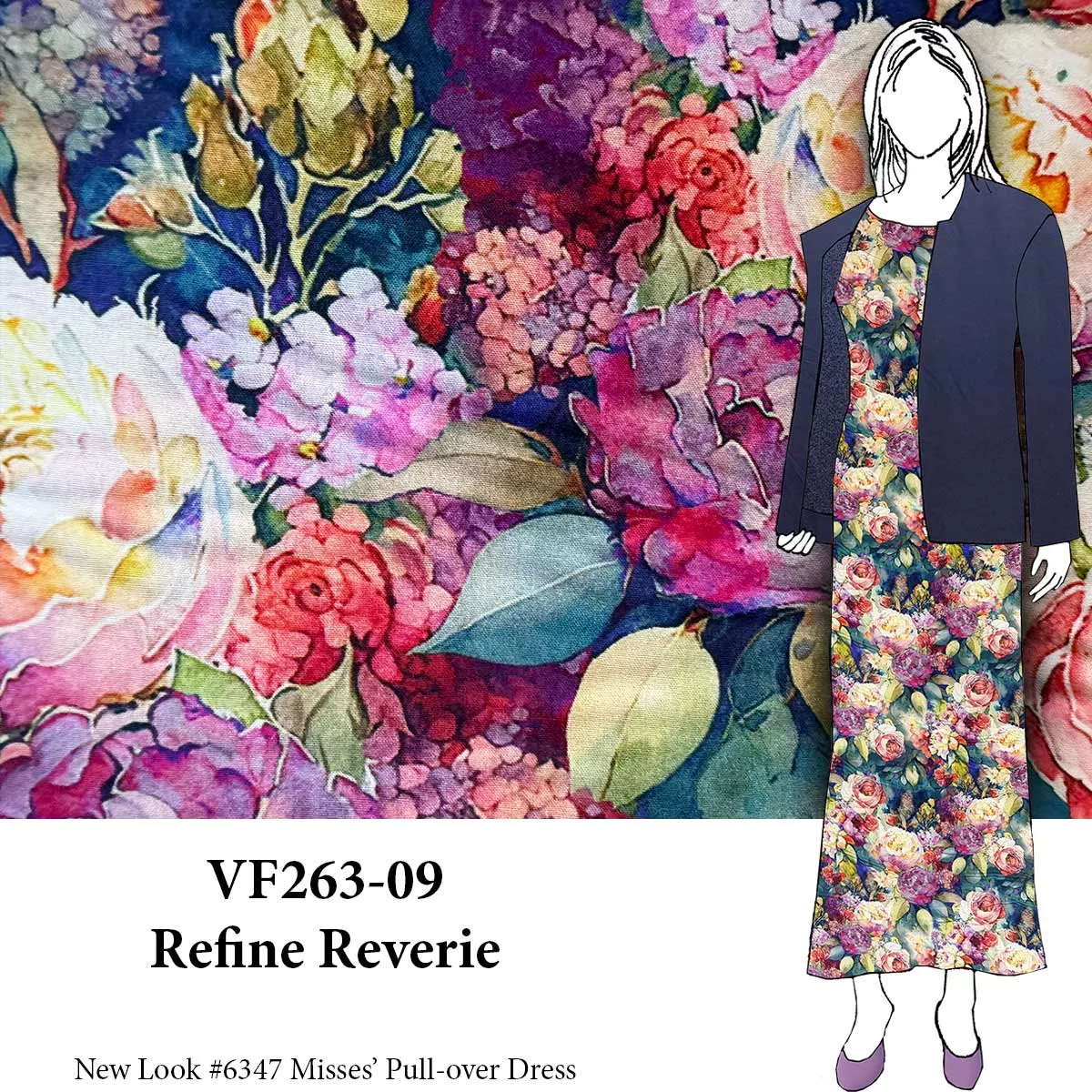 VF263-09 Refine Reverie - Striking Digital Rayon Challis Fabric