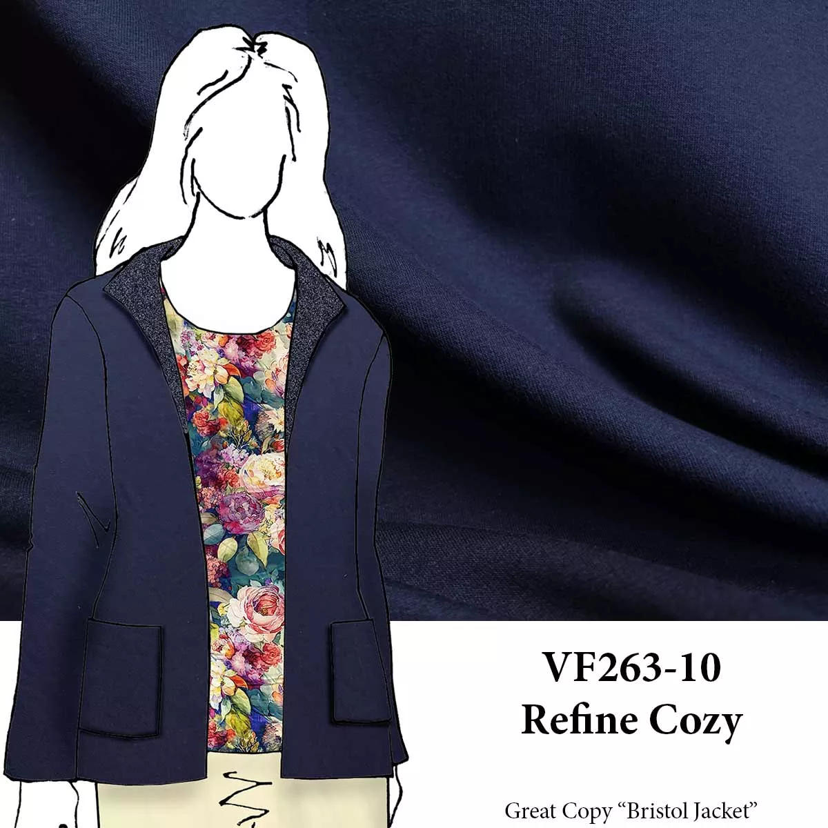 VF263-10 Refine Cozy - Midnight Navy French Terry Knit Fabric