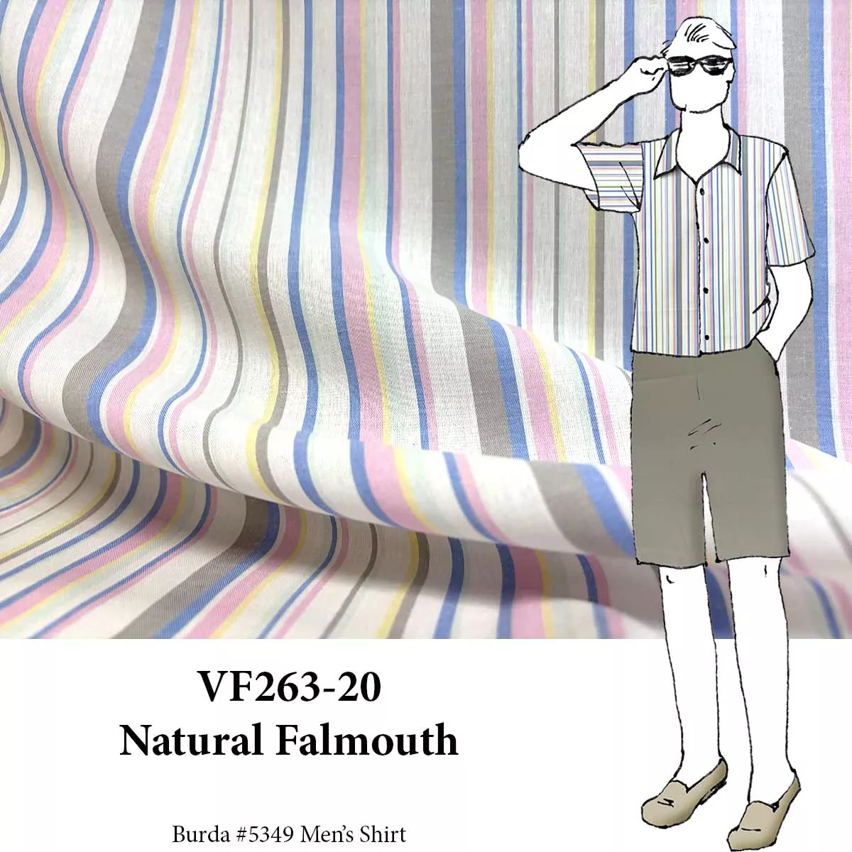 VF263-20 Natural Falmouth - Striped Cotton Batiste Fabric