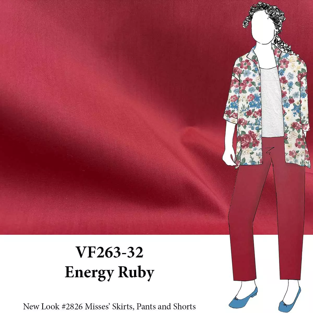 VF263-32 Energy Ruby - Red Stretch-woven Cotton Fabric