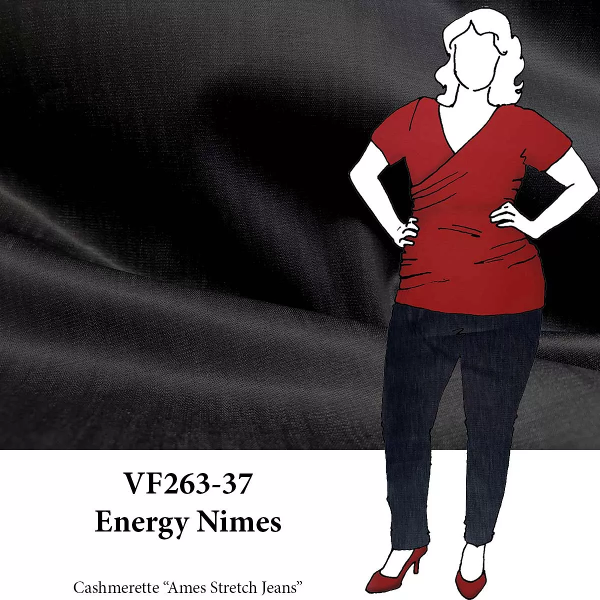 VF263-37 Energy Nimes Black Lightweight Stretch Denim Fabric