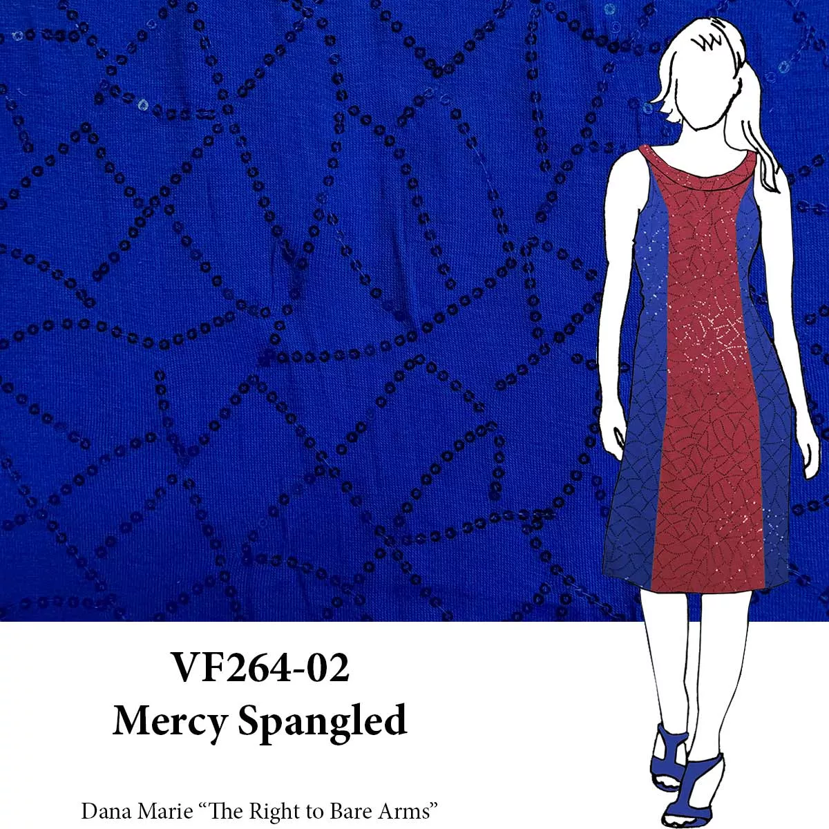 VF264-02 Mercy Spangled - Blue Sequin Jersey Knit Fabric