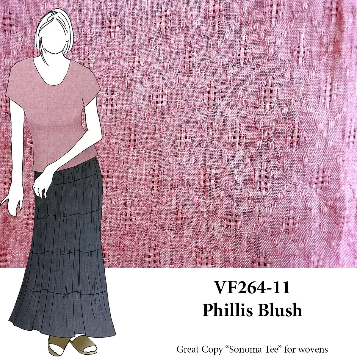 VF264-11 Phillis Blush - Rose Crinkled Dobby Gauze Fabric