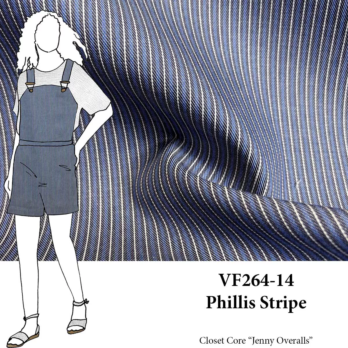 VF264-14 Phillis Stripe - Lightweight 66” French Denim Fabric