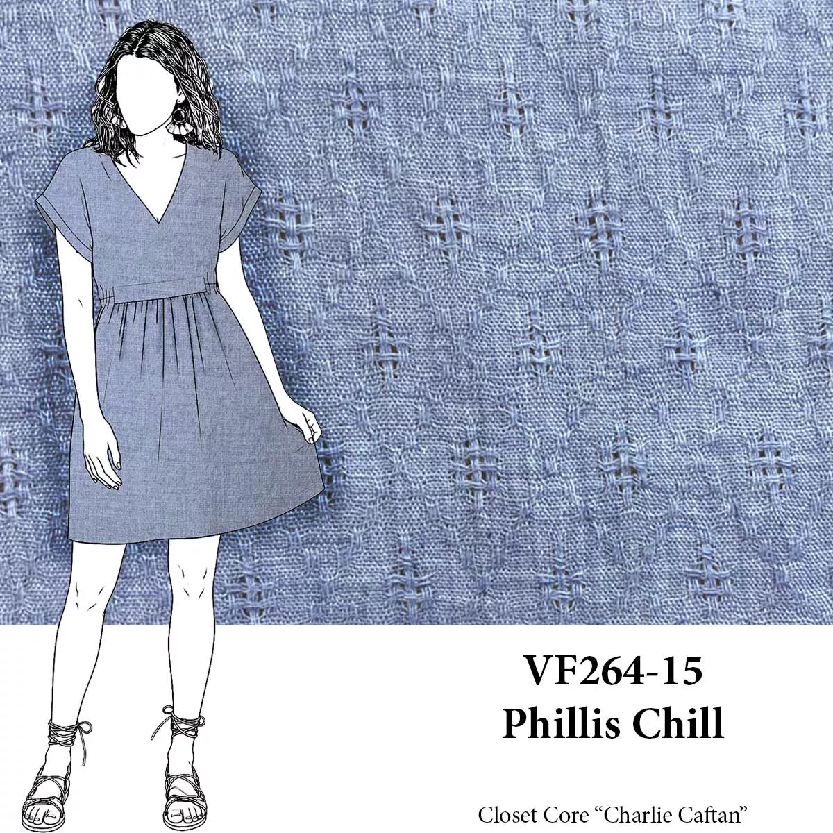 VF264-15 Phillis Chill - Pale Blue Crinkled Dobby Gauze Fabric