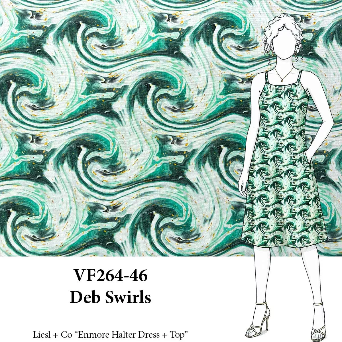 VF264-46 Deb Swirls - Digital Rayon Challis Fabric