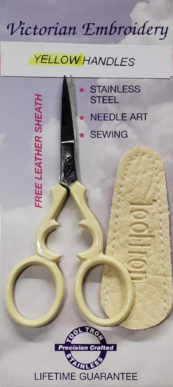 Victorian Scissors Yellow Handle with Sheath