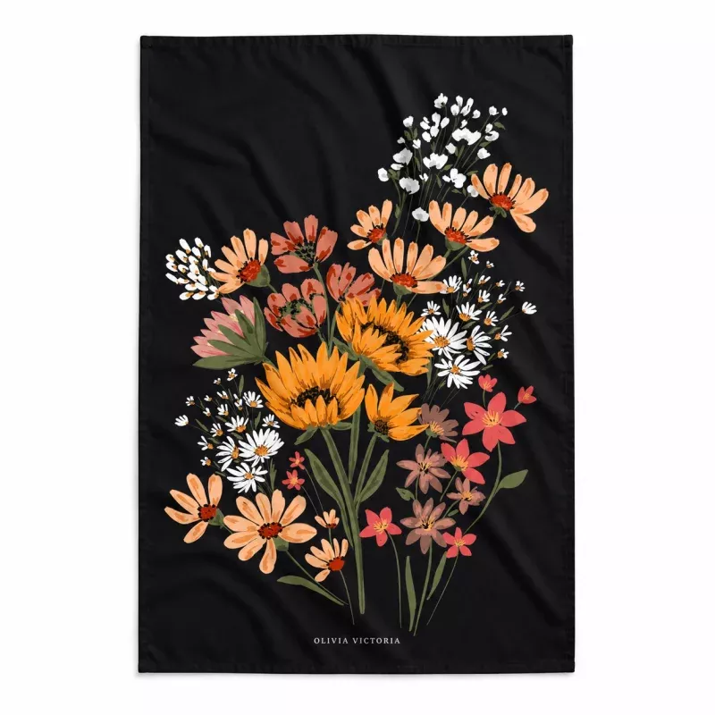Vintage Bouquet Print Tea Towel