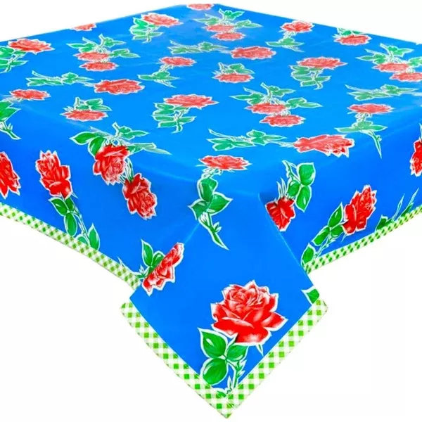 Vintage Roses Blue Oilcloth Tablecloths