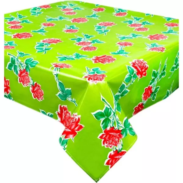 Vintage Roses Lime Green Oilcloth Tablecloths