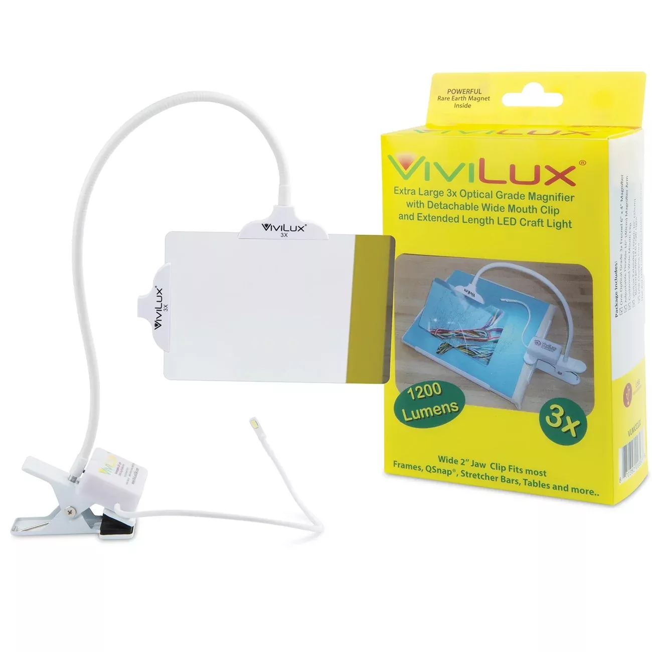 ViviLux Extra Large 3x Optical Grade Magnifier with UltraLight XL and WideMouth