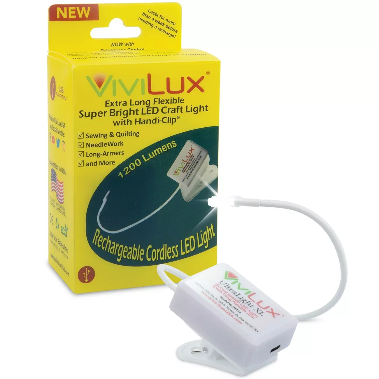 ViviLux UltraLight XL Extra Long Super Bright LED Craft Light with Handi-Clip