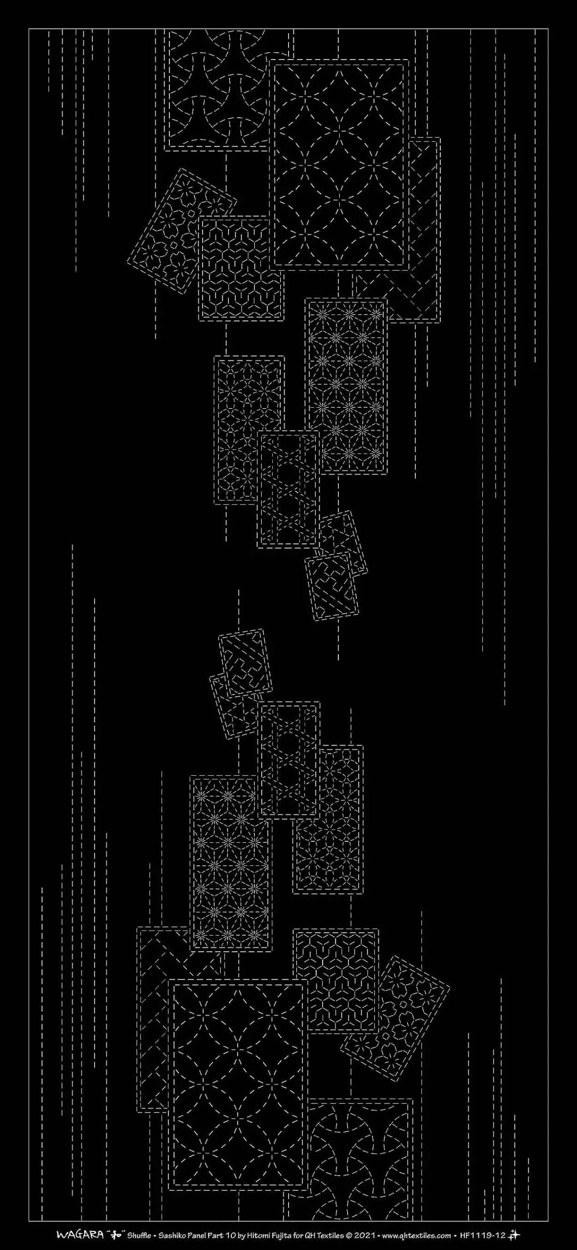 Wagara Sashiko Panel Part 10 Shuffle Black