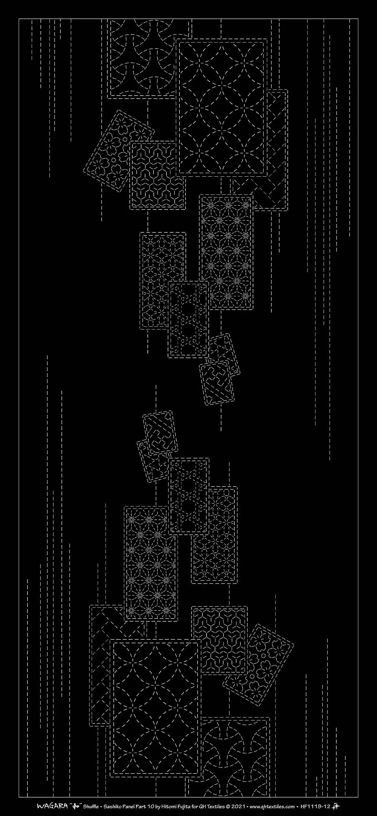 Wagara Sashiko Panel Part 10 Shuffle Black