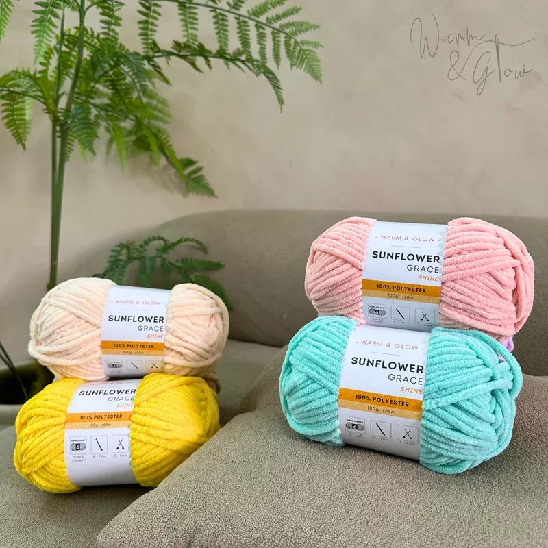 Warm & Glow – Sunflower Grace Shine | Super Chunky Chenille Glitter