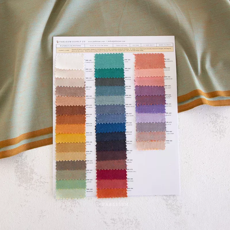 Watercolor Wovens Color Card | Fableism Supply Co