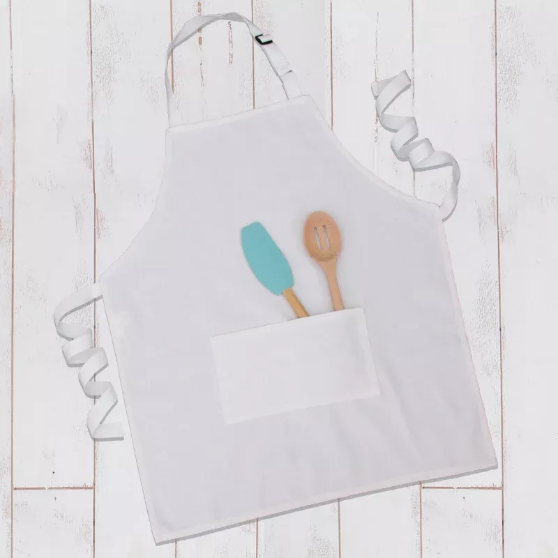 White Canvas 100% Cotton Adjustable Apron Bib with Twin Pockets