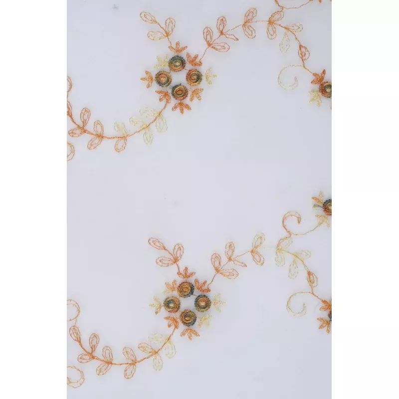 White Embroidered Organza Silk 172 Fabric