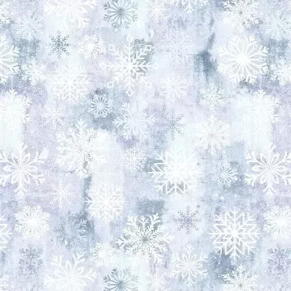 White Enchanted Snowflake Toss Dot Cotton Wideback Fabric per yard