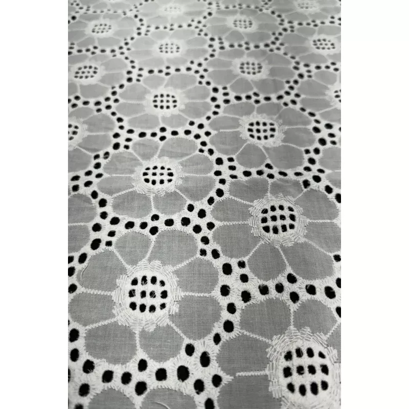 White Floral Petal Dot Lace Embroidery Fabric