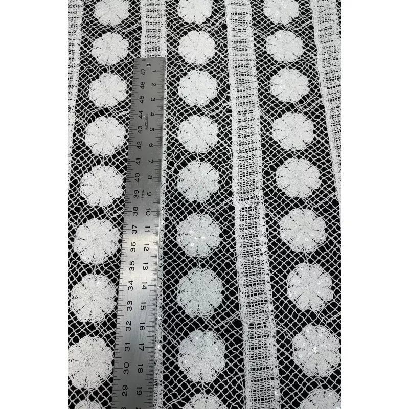 White Linear Floral Lace w/ Clear Sequence