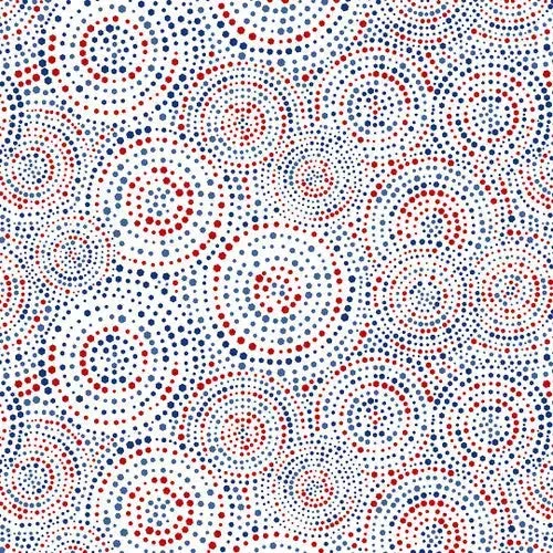 White Patriotic Hexi Dots Cotton Wideback Fabric per yard