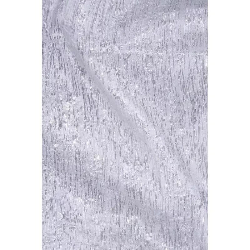 White Silver Metallic Shantung Silk Fabric