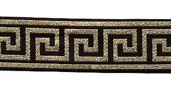 Wholesale Greek Key Jacquard Trim - Black with Metallic Gold - 1.5" wide -25 yard spool