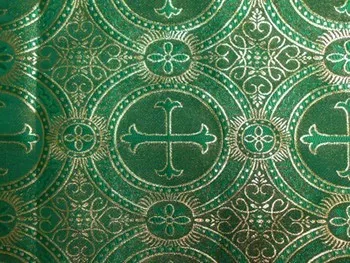 Wholesale Metallic Church Brocade - Green-Gold 25 yards
