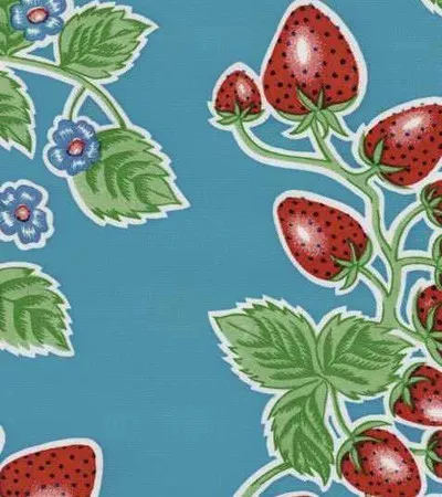 Wholesale Oilcloth - Forever Strawberries Sky Blue12yds