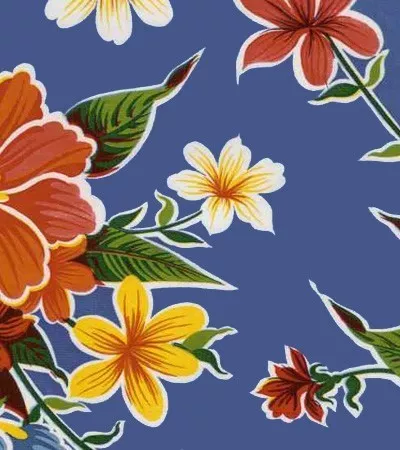 Wholesale Oilcloth - Hibiscus Blue - 12 yds