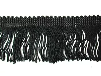 Wholesale Rayon Chainette Fringe - Black #2 - 4 inch-36 yards