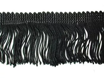 Wholesale Rayon Chainette Fringe - Black #2, 6 inch-18 yards