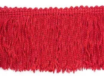 Wholesale Rayon Chainette Fringe - Red #12 - 15 inch-18 yards