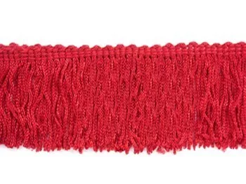 Wholesale Rayon Chainette Fringe - Red #12 -4 inch-36 yards