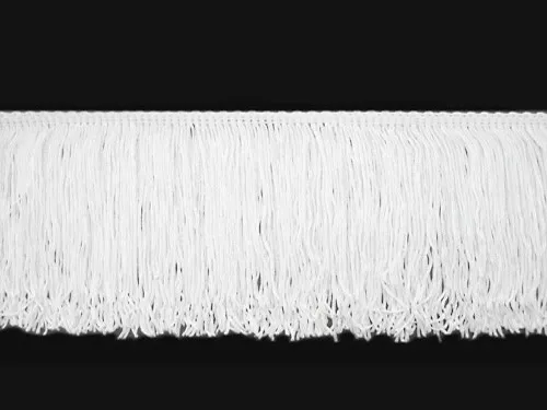 Wholesale Rayon Chainette Fringe - White #1 - 4 inch- 36 yards