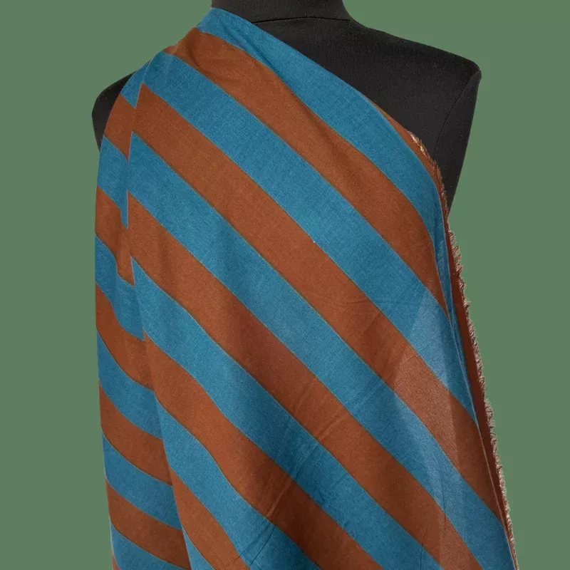 Wide Stripe in Blue/Brown – Screen Print Cotton