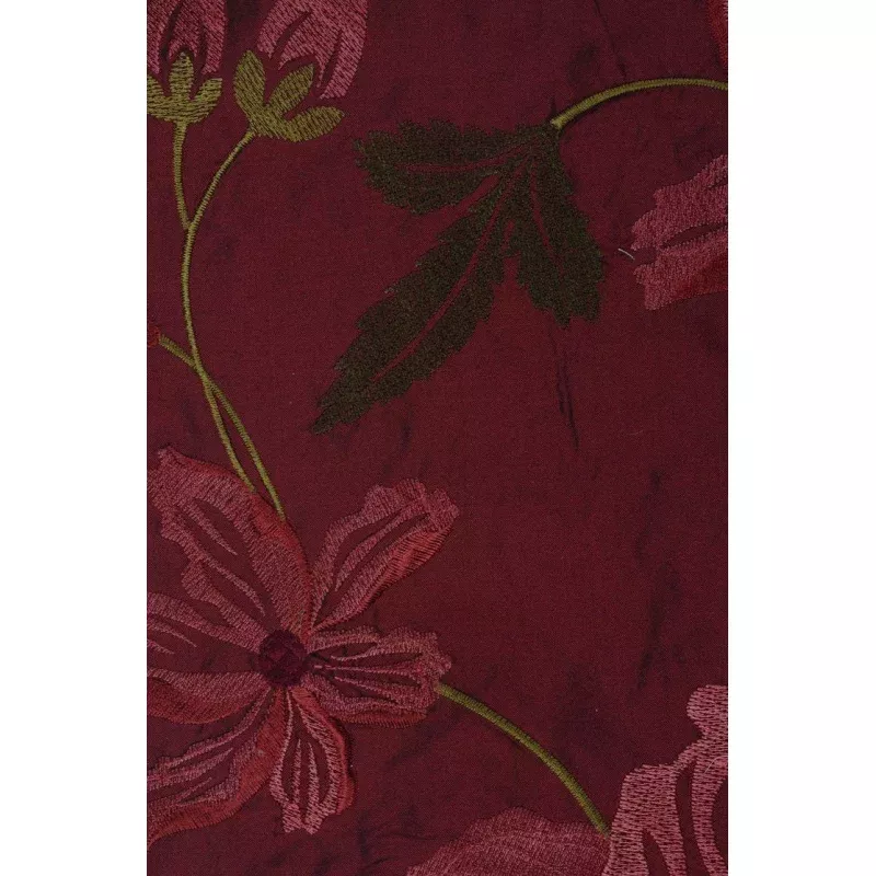 Wine Embroidered Taffeta Silk 503 Fabric