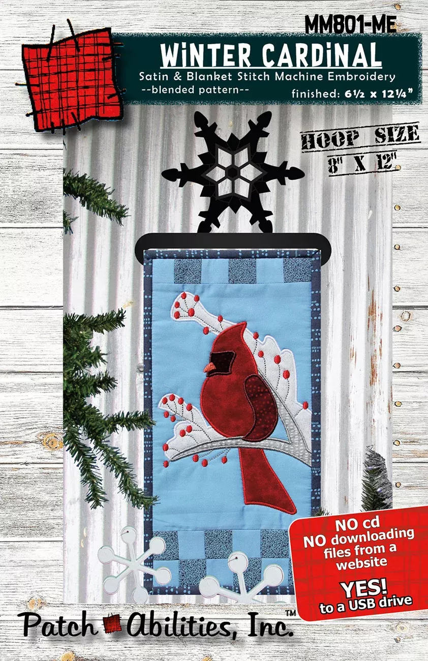 Winter Cardinal Machine Embroidery Version