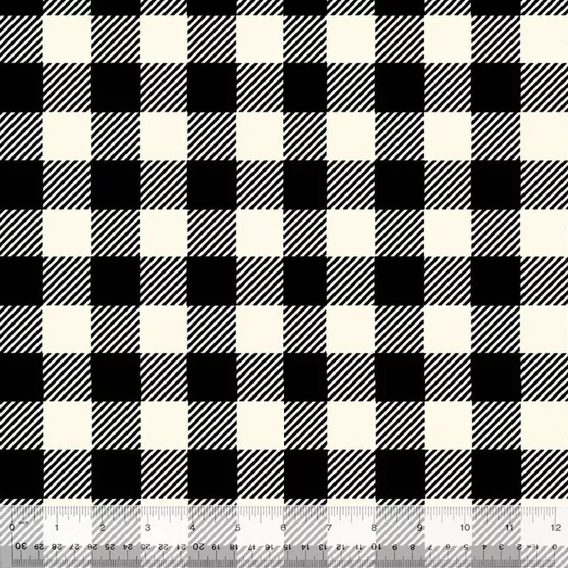 Winterfleece Prints Whistler Studios 17061-1 B/W Buffalo Plaid Winterfleece