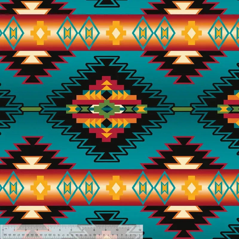 Winterfleece Prints Whistler Studios 33753-3 Turquoise Blanket Stripe Winterfleece