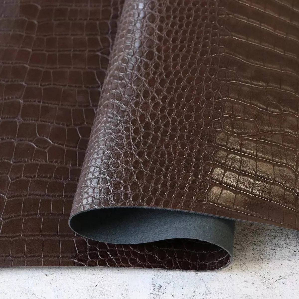 Woodland Brown Faux Alligator Leather 1 /2yds
