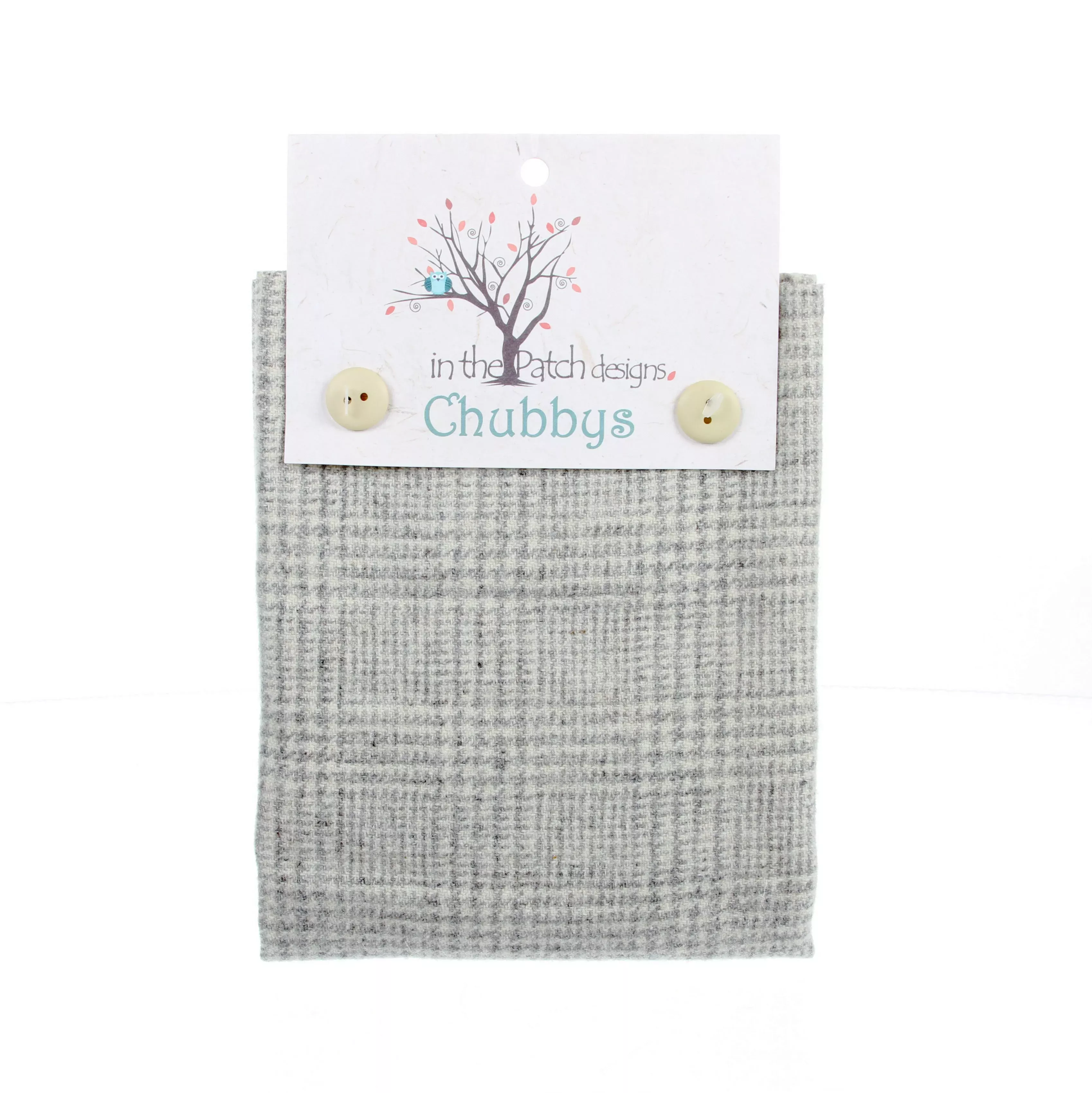 Wool Chubbys 16in Felted Square Grey Dan's Plaid