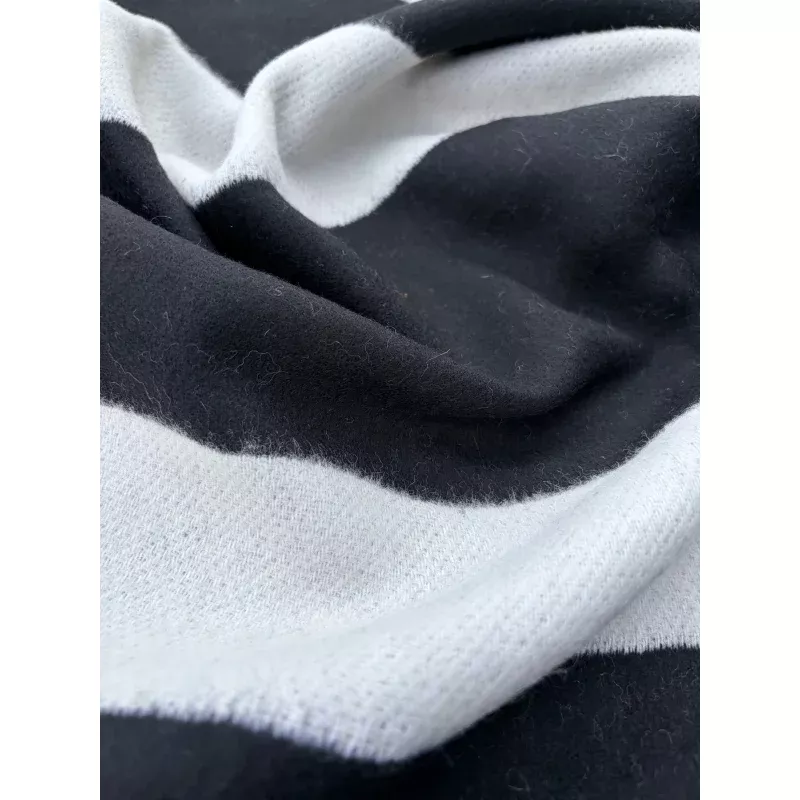 WOOL EDIT 022 black/white stripeddouble face boiled wool