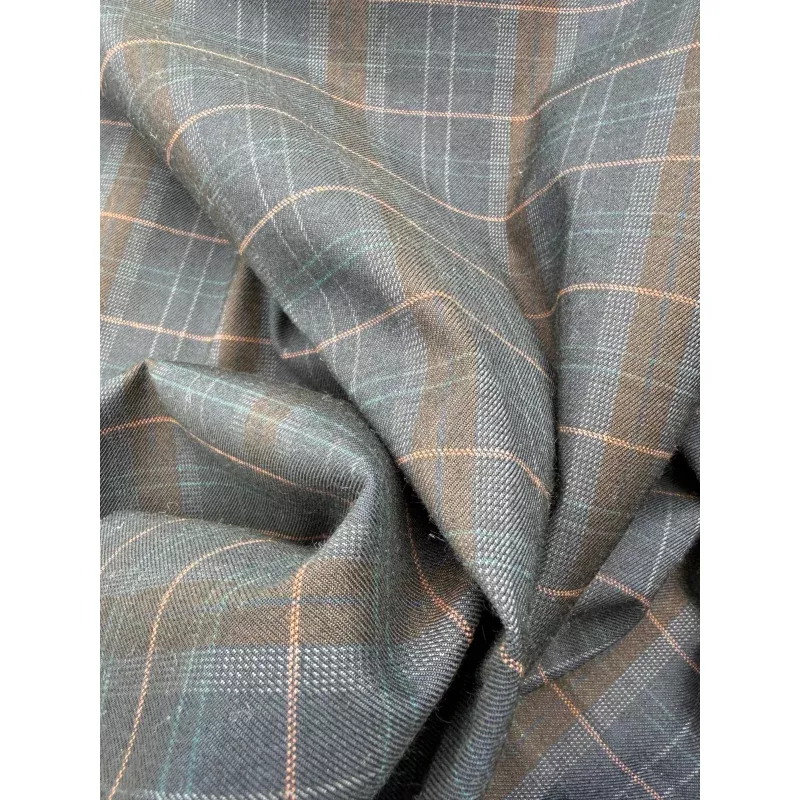 WOOL EDIT 027 black/blue checkered wool stretch