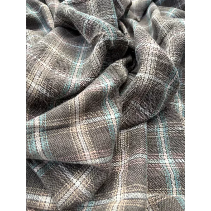 WOOL EDIT 030 brown shirting check with wool
