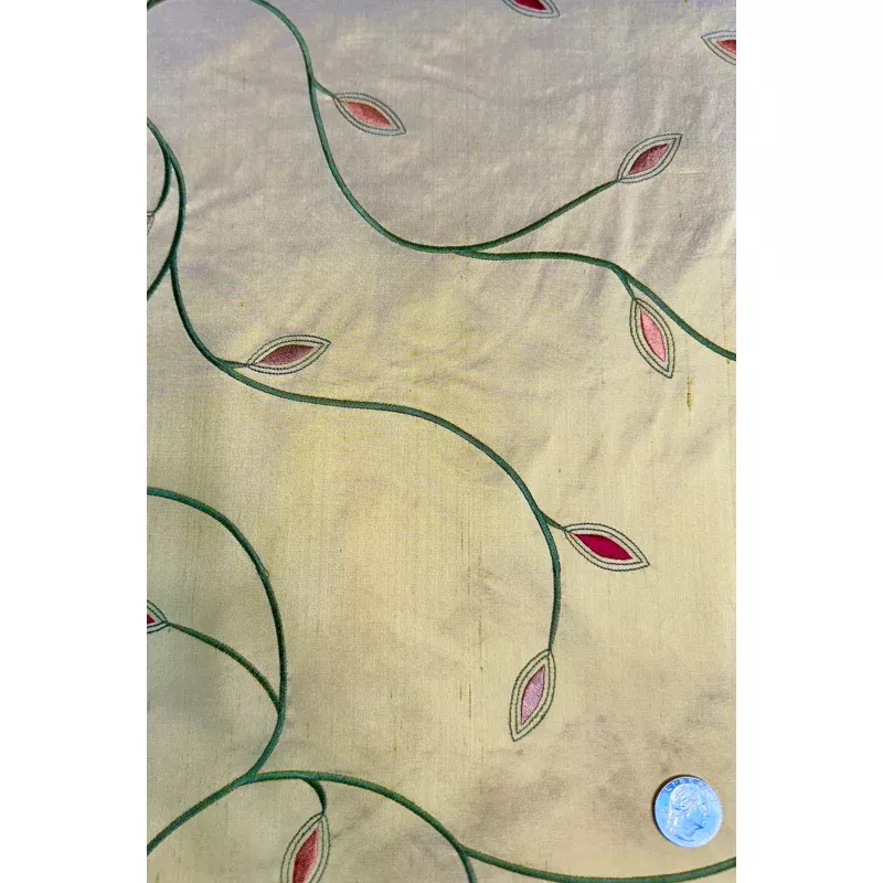 Yellow Gold/Multicolor Embroidered Dupioni Silk MED-293/4
